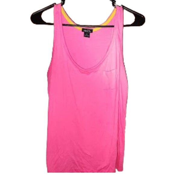 Y2K Neon Pink Barbiecore Flowy Tank Top W/ Front pocket Beachy, Flowy,hi Low - Picture 5 of 7